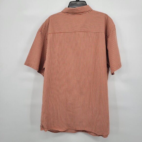 Columbia Men Orange Plaid Collar Pocket Short Sleeve Button Up Shirt Size XL - Picture 7 of 11